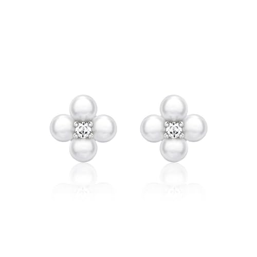 JEWLIX Ohrstecker Blüte 925 Silber Zirkonia Perlen