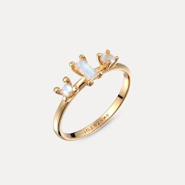 Stilnest Trinity Mondstein Ring Gold 3 Steine Gr.52