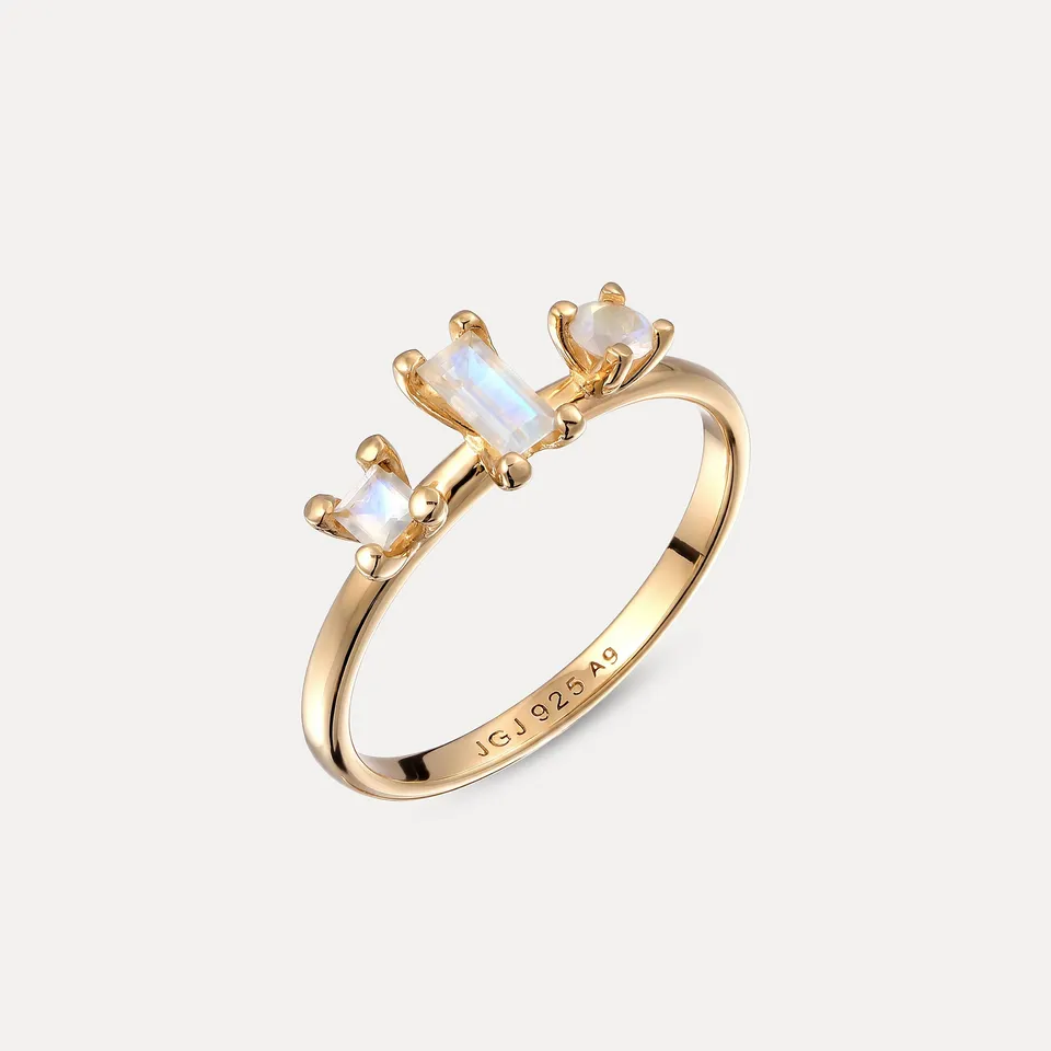 Stilnest Trinity Mondstein Ring Gold 3 Steine Gr.52