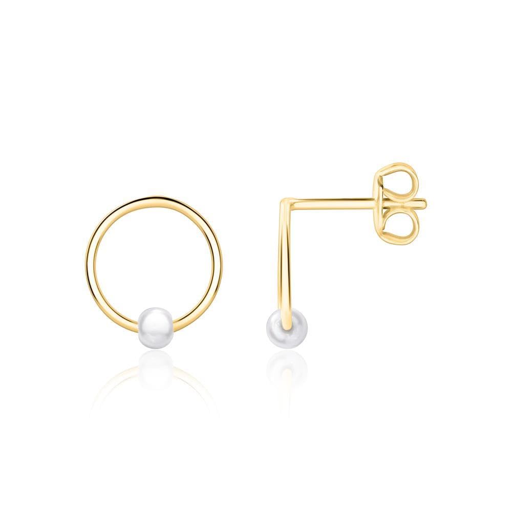 JEWLIX Ohrstecker Kreis Gold Perlen 925 Silber