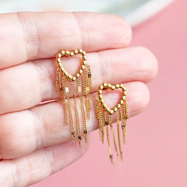 Joy by Corrine Smith Earrings Herz Ohrringe Gold Ketten 4 cm