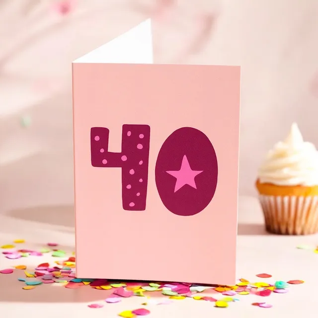 Joy by Corrine Smith 40th Birthday Karte A6 Pink