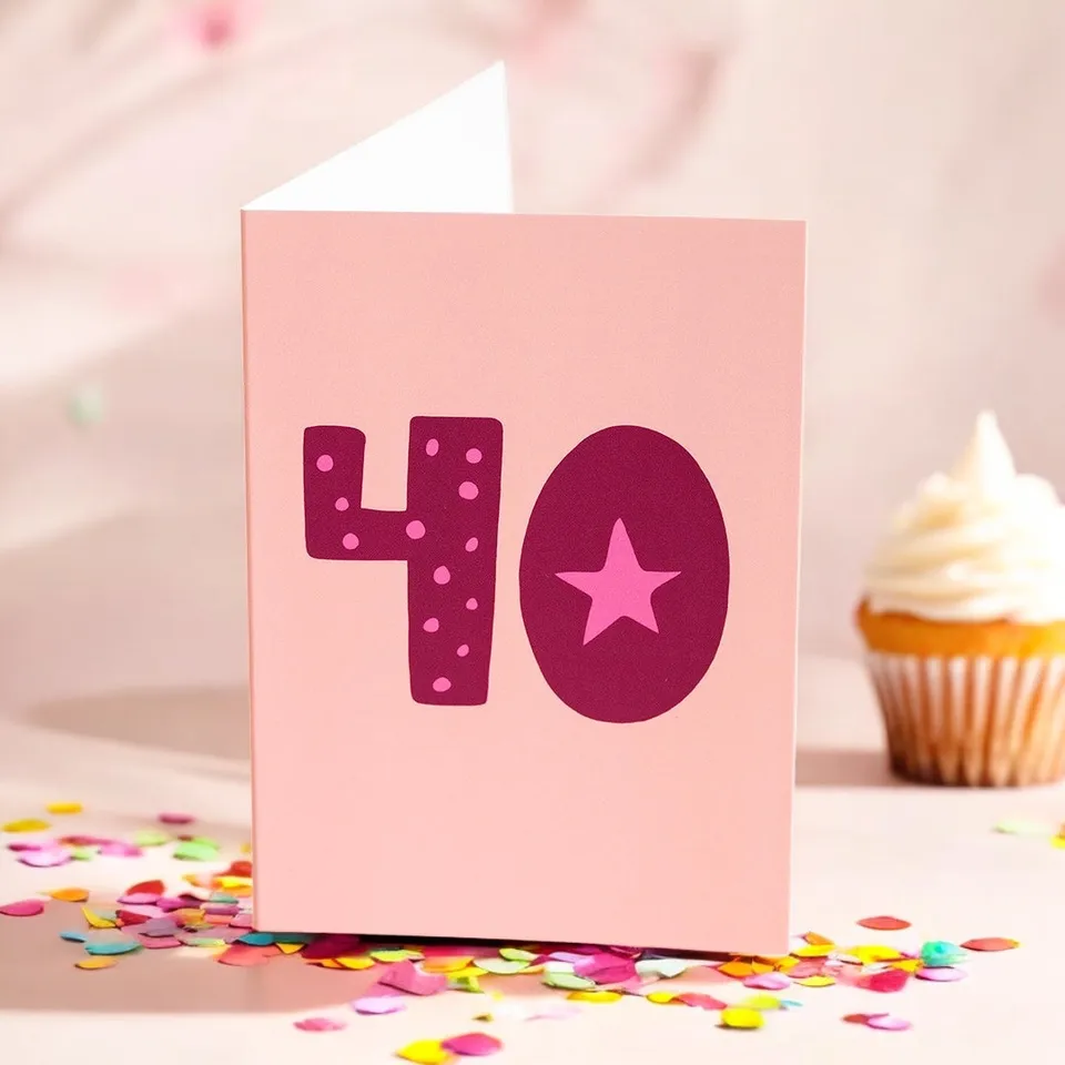 Joy by Corrine Smith 40th Birthday Karte A6 Pink