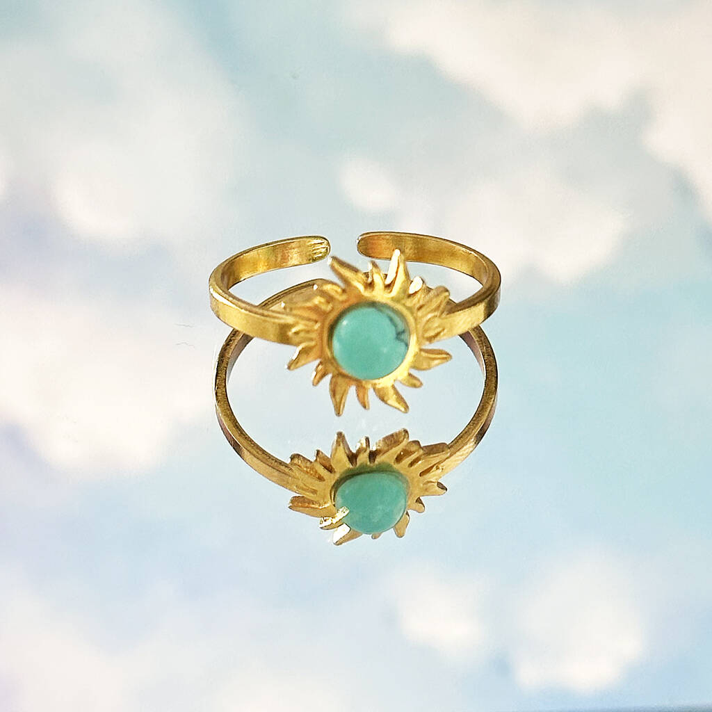 Joy by Corrine Smith Sun Ring Türkis Edelstein Gold verstellbar