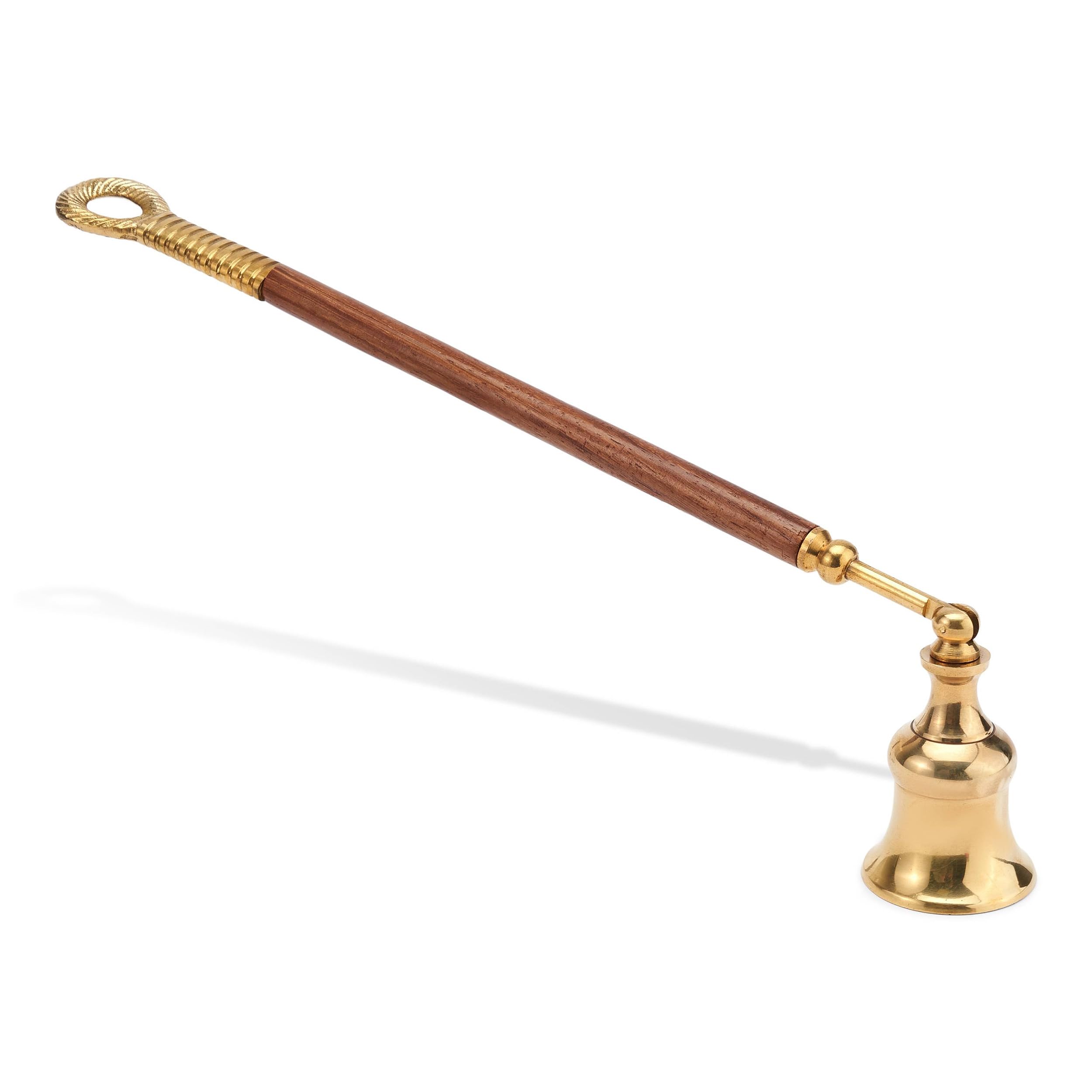 NKlaus Candle Holder Kerzenlöscher Messing Holzgriff 26,5 cm