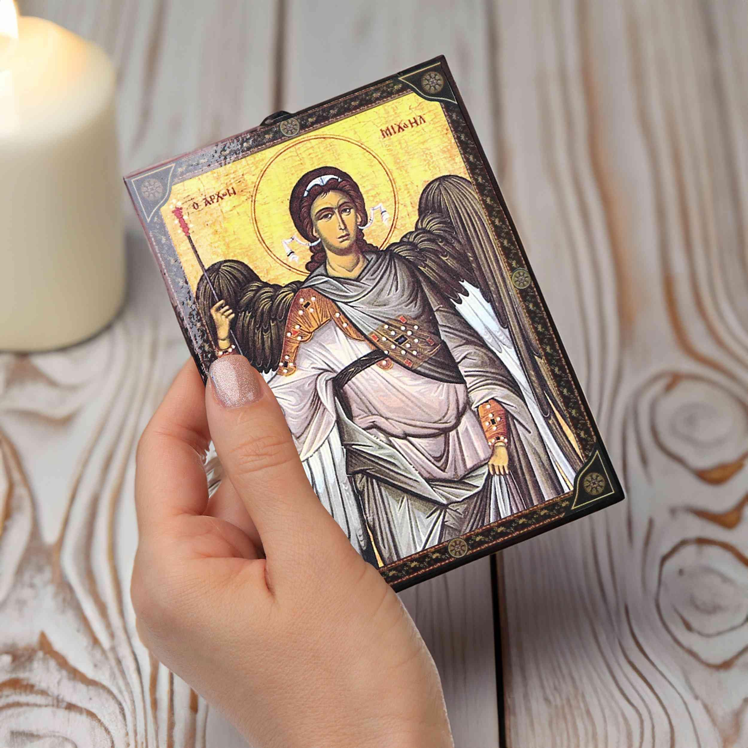 NKlaus Religious Icons Erzengel Michael Ikone Holz schwarz