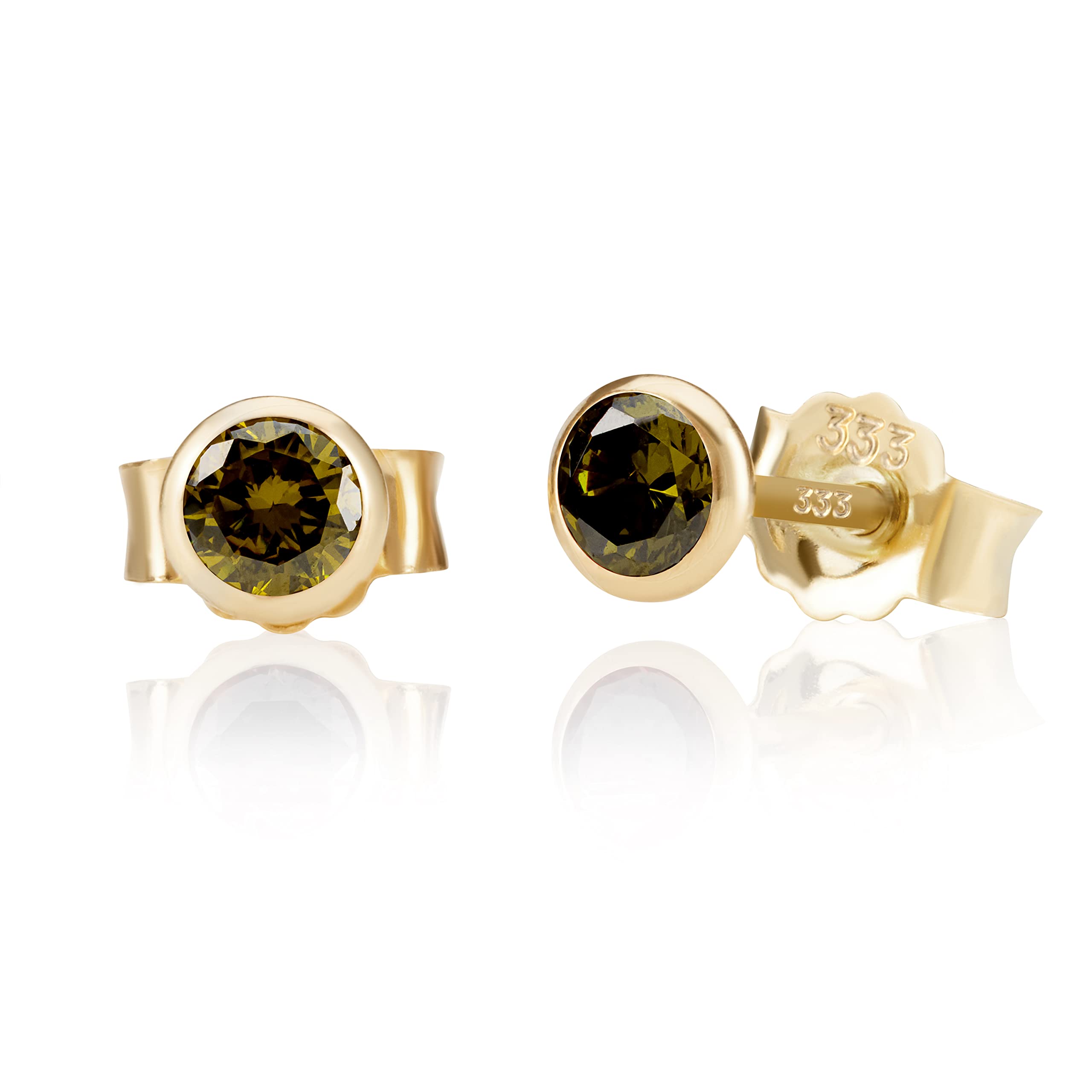 NKlaus JEWELLERY Ohrstecker Gelbgold Amethyst 5mm
