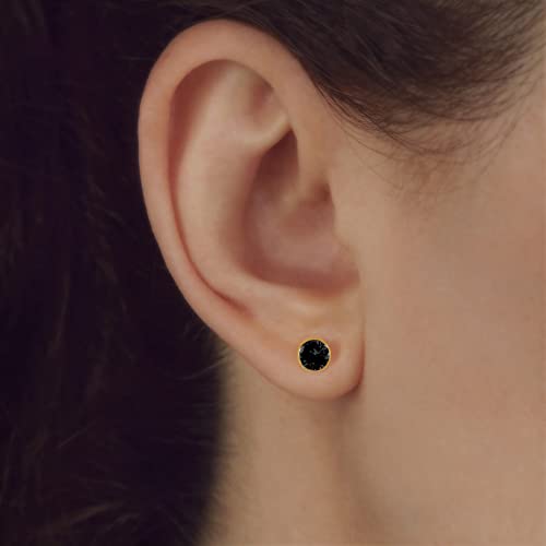 NKlaus Jewellery Zirkonia Ohrstecker 585 Gold Schwarz 5mm