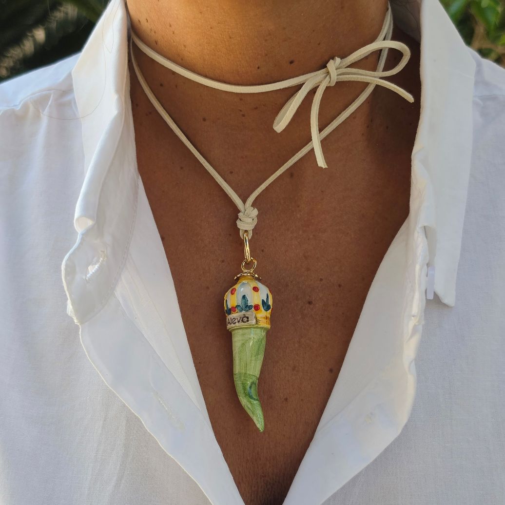 Alevá Bijoux Corno Anhänger Keramik Handglasiert