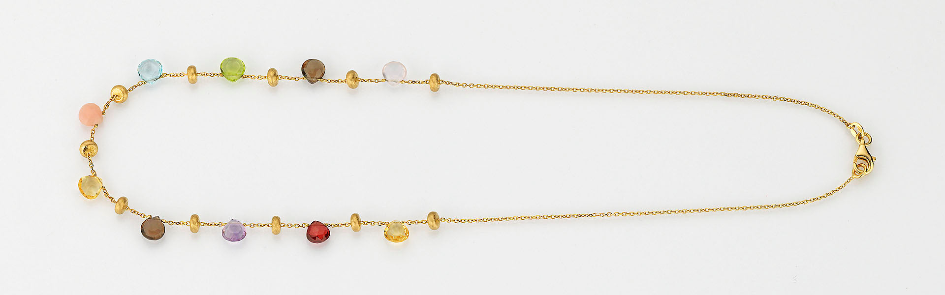 Eugen Rühle Collier Farbsteine Goldlinsen Halskette Gelbgold