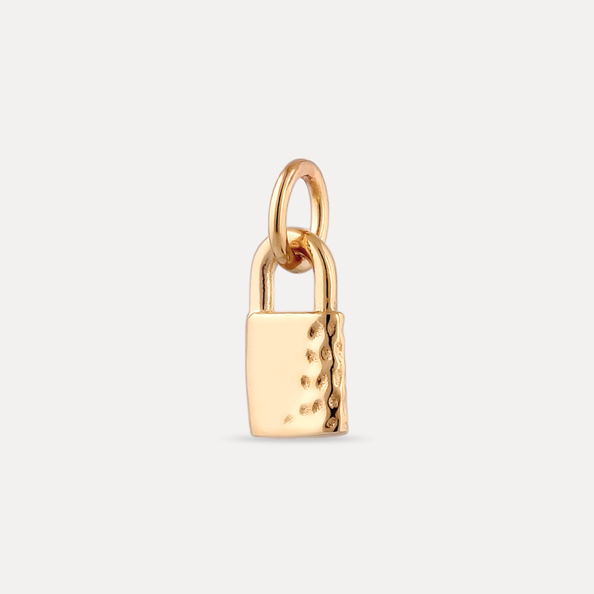 Stilnest Tiny Padlock Anhänger 585 Gold Schloss strukturiert