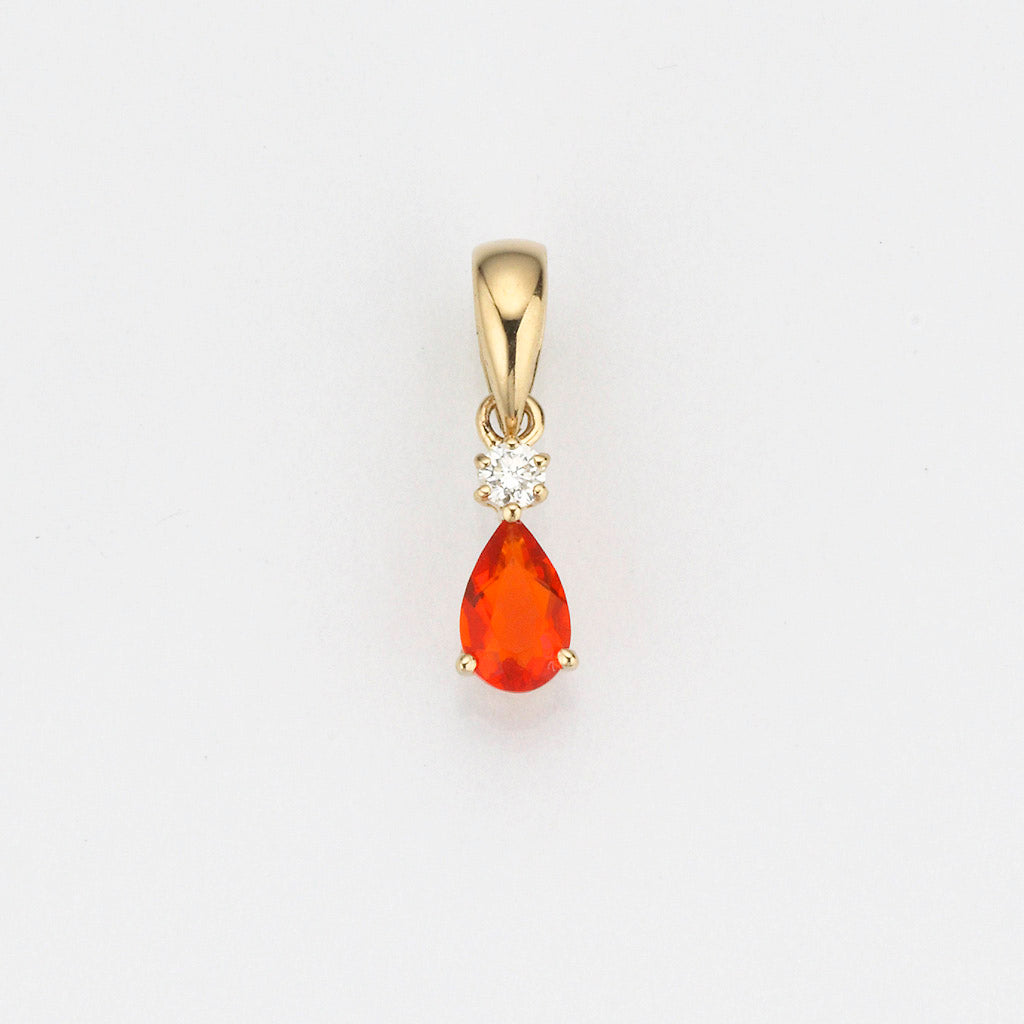 Eugen Rühle Anhänger Feueropal Brillant 585 Gelbgold