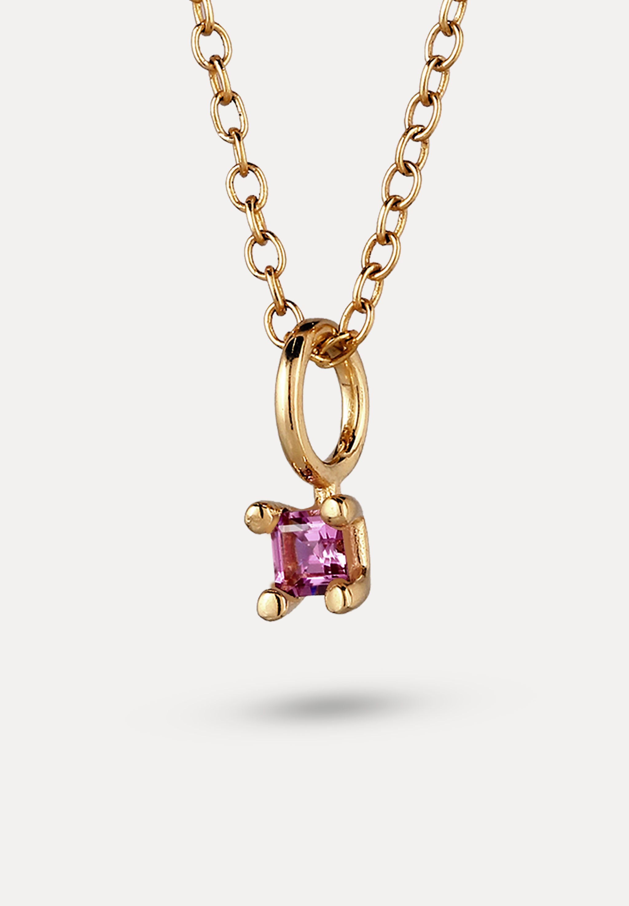 Stilnest Solitär Anhänger lila Granat Square Gold Edelstein