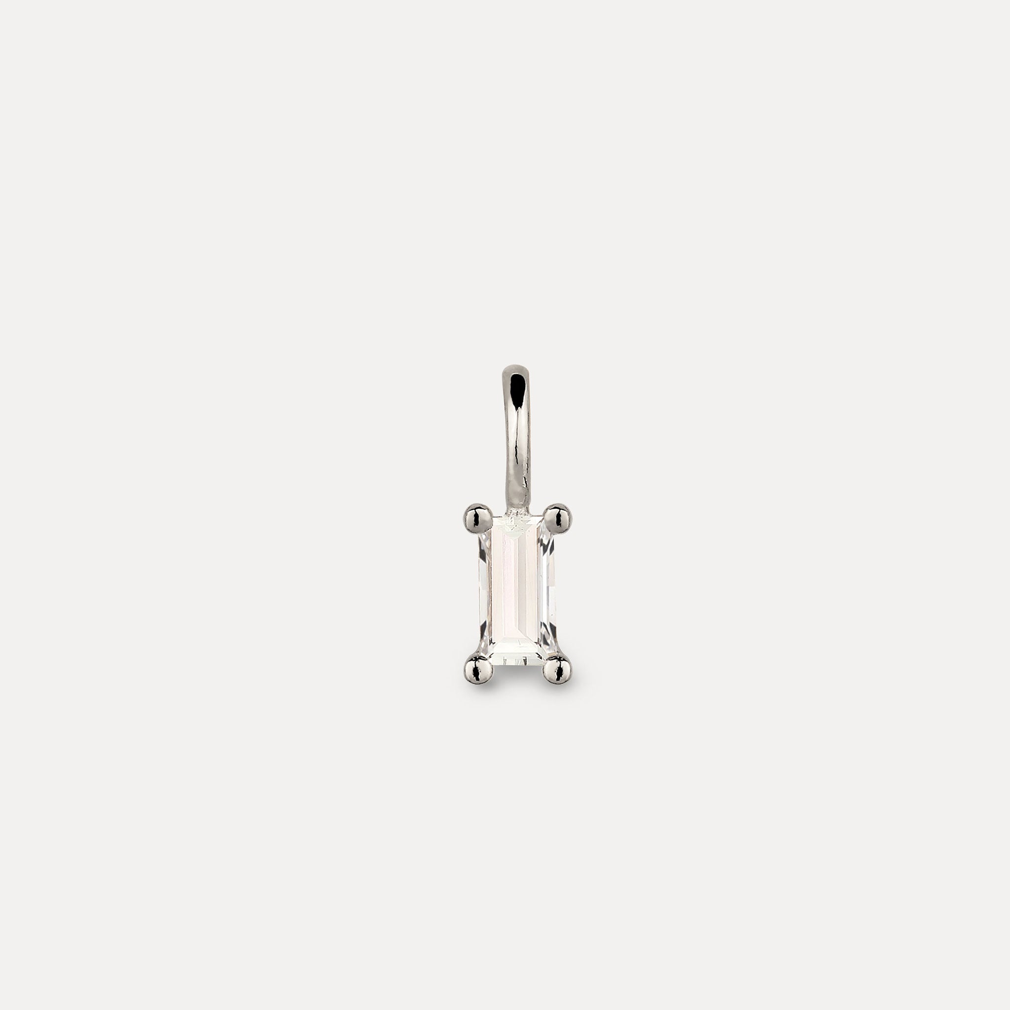 Stilnest Weißer Beryll Anhänger Baguette 925 Silber