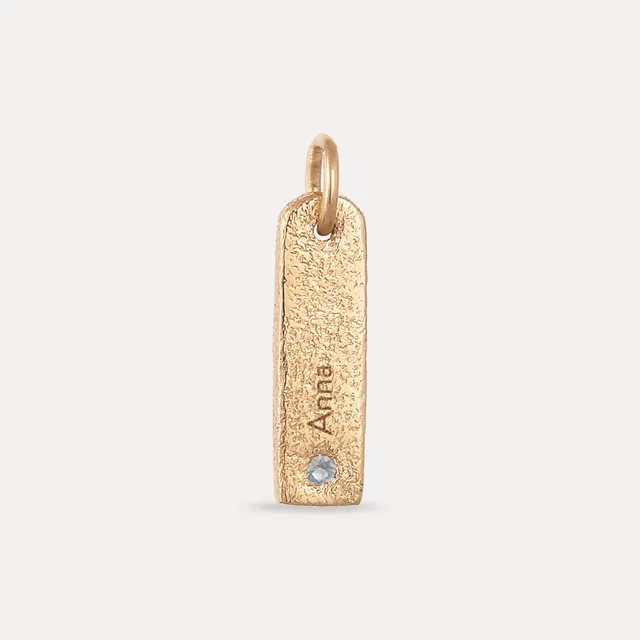 Stilnest Aquamarin Bar Anhänger 585 Gold gravierbar Antique