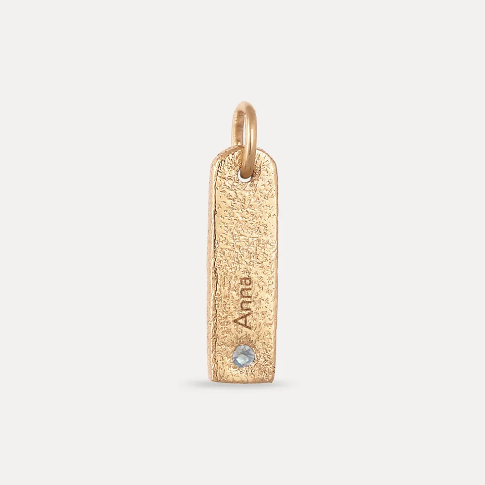 Stilnest Aquamarin Bar Anhänger 585 Gold gravierbar Antique