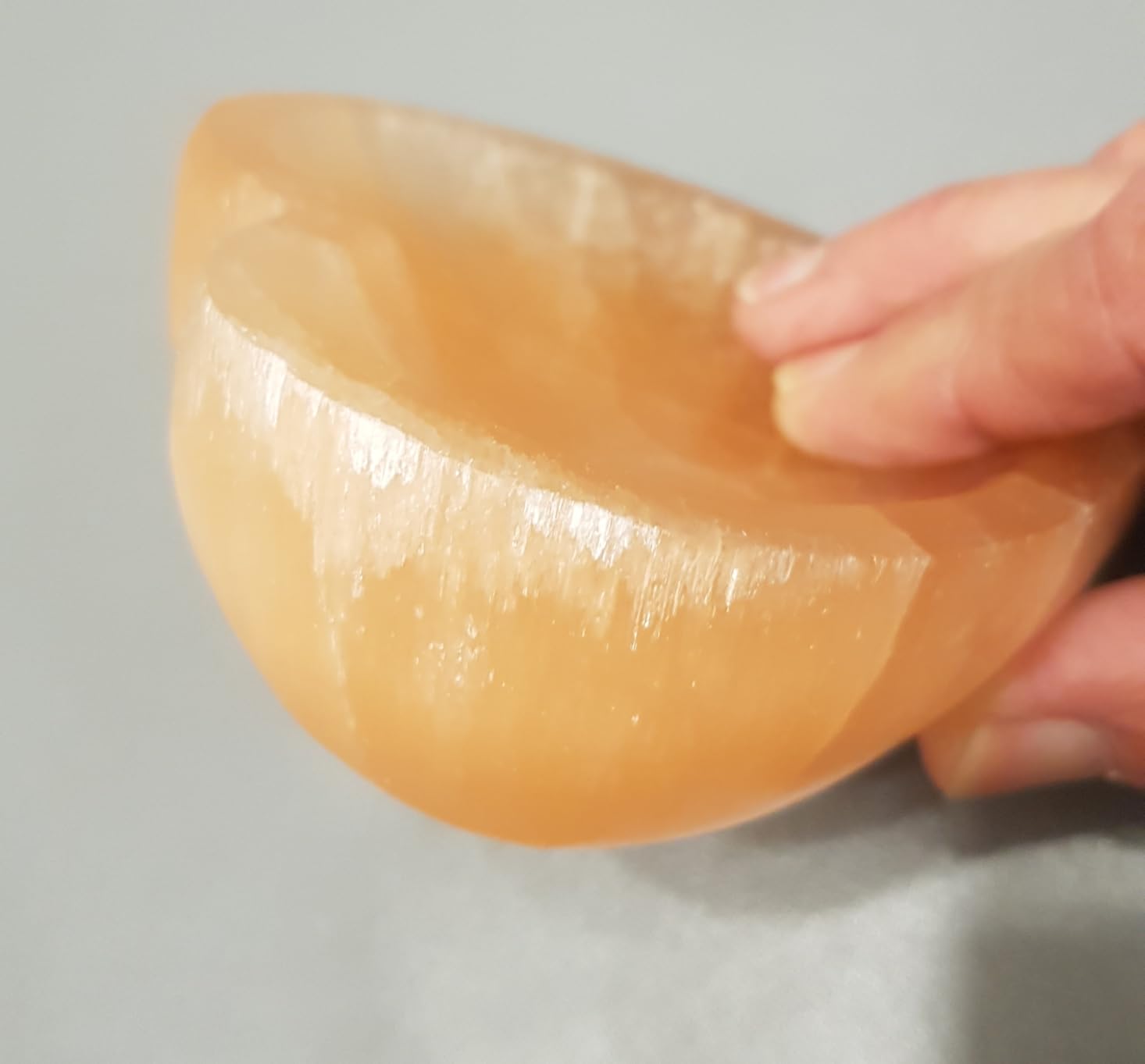 NKlaus Healing Crystals Herz Selenit Schale 10,5cm Pfirsich
