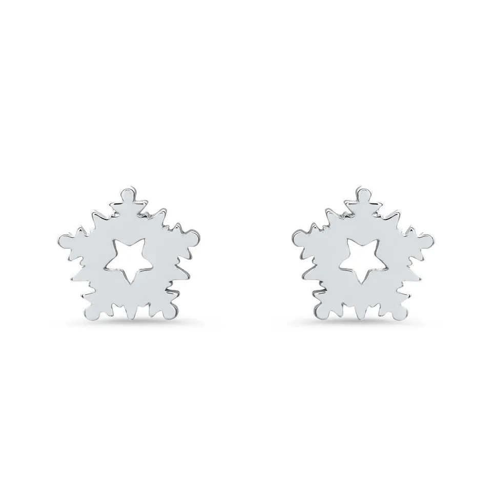 JEWLIX Schneeflocken Ohrstecker Silber 925 Eiskristall