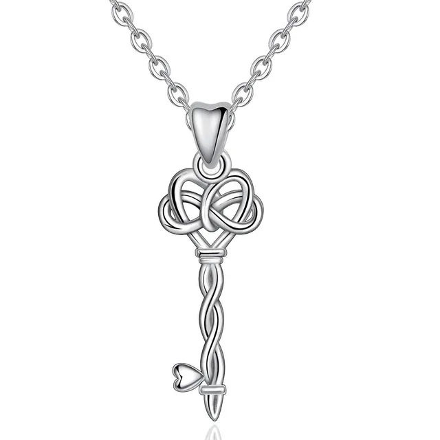 Eudora Herz Schlüssel Glück Silber Halskette 45,7 cm