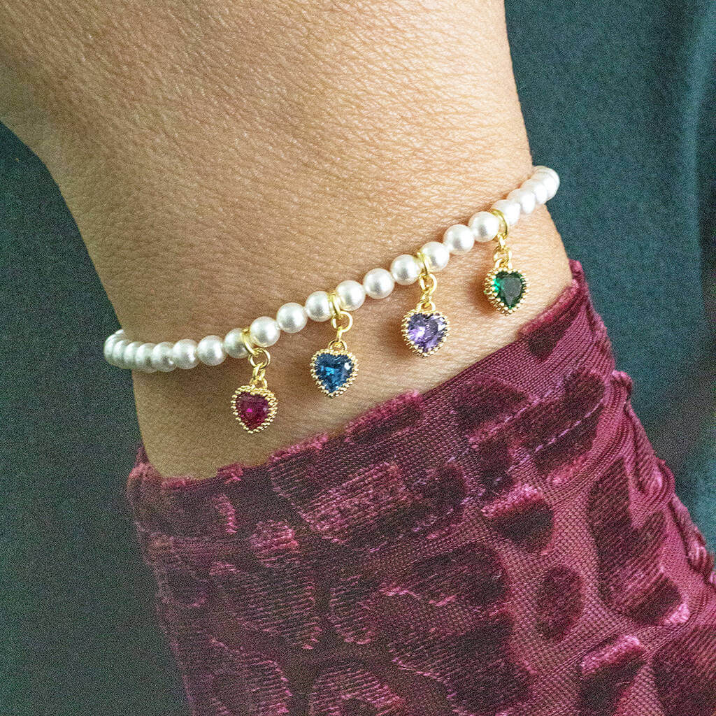 Joy by Corrine Smith Family Perlen Armband Gold Herzen
