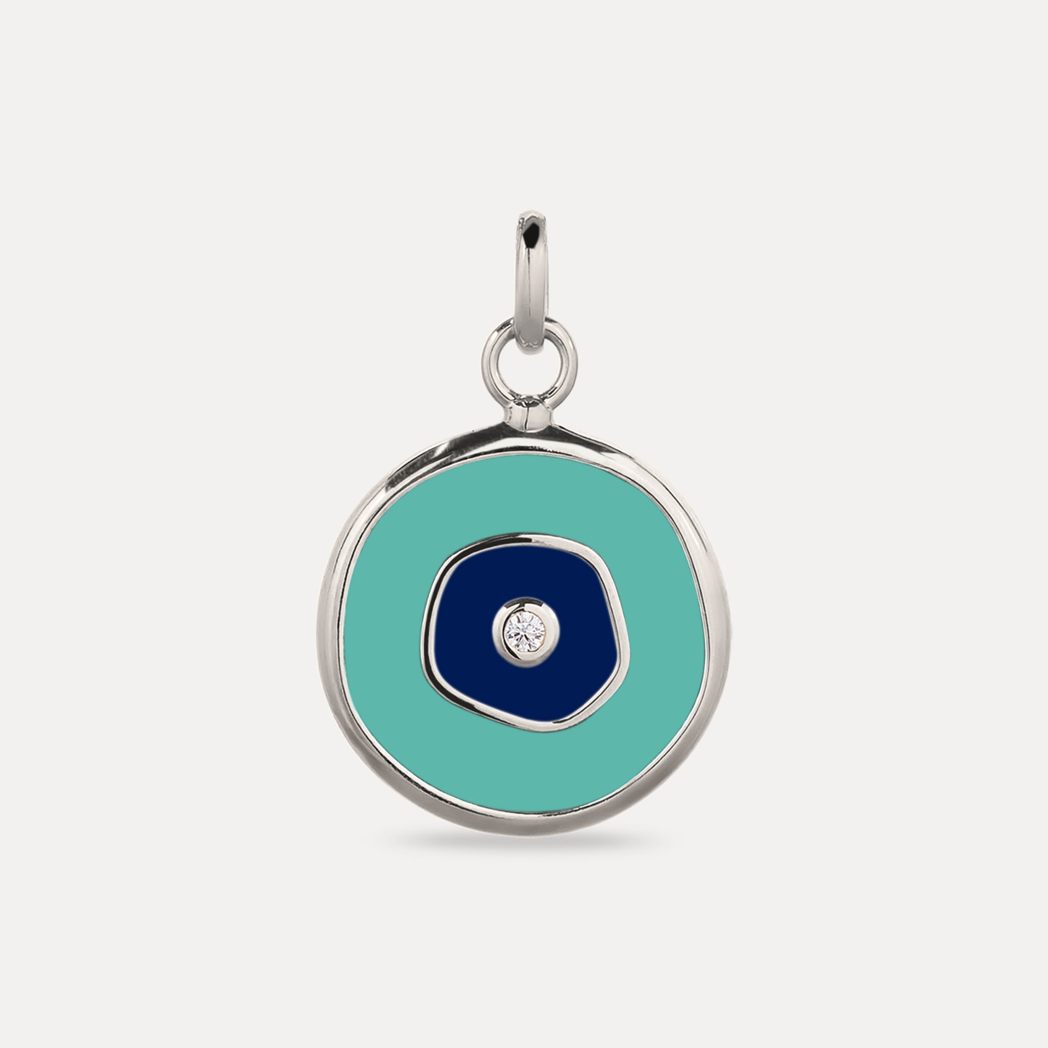 Stilnest Weißer Saphir Evil Eye Anhänger Türkis Gold Vermeil