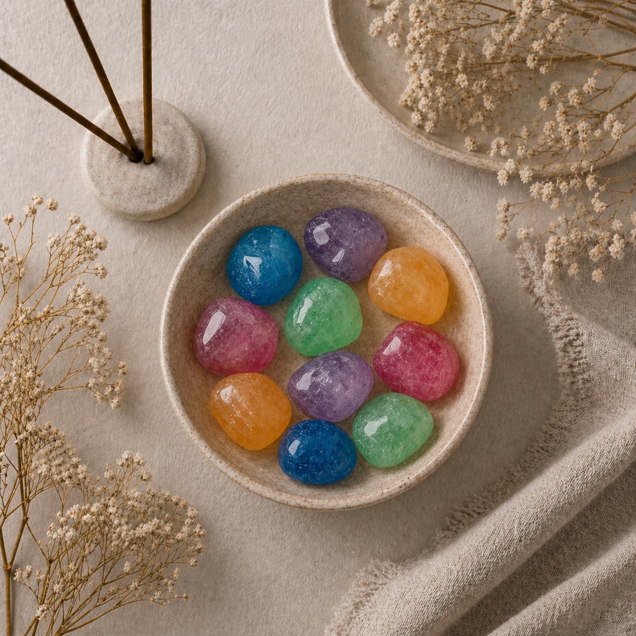 NKlaus Healing Crystals Selenit-Kugel-Set 10x 3,5cm Edelsteine