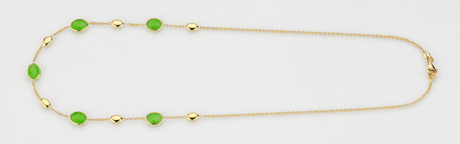 Eugen Rühle Collier Quarz grün Halskette 585 Gelbgold oval