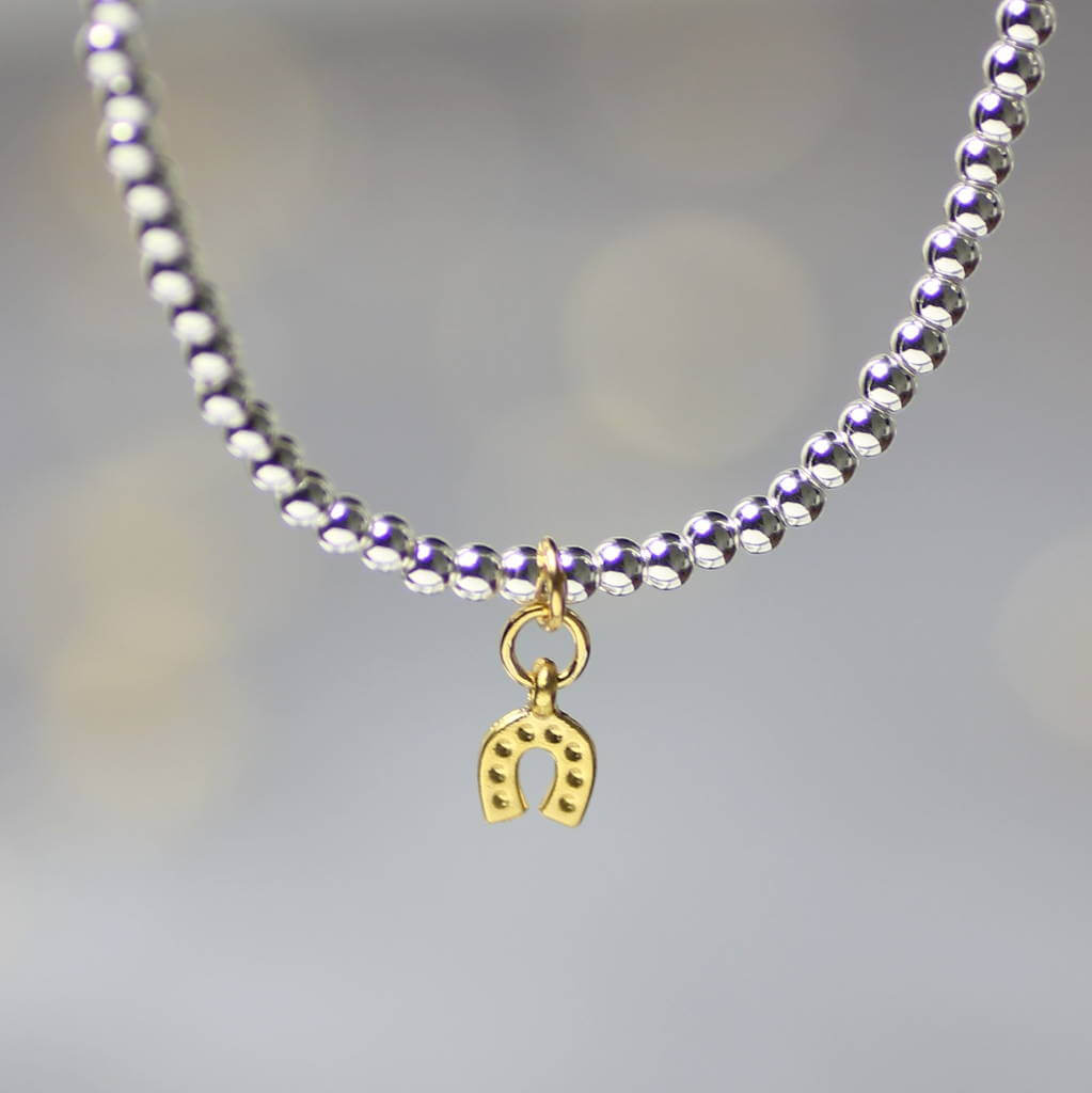 Joy Hufeisen Charm Armband Perlen Silber Gold verstellbar