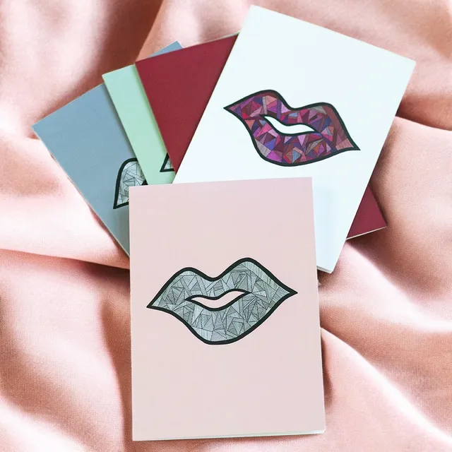 Joy by Corrine Smith Abstract Lips Grußkarten 5er Blanko A6