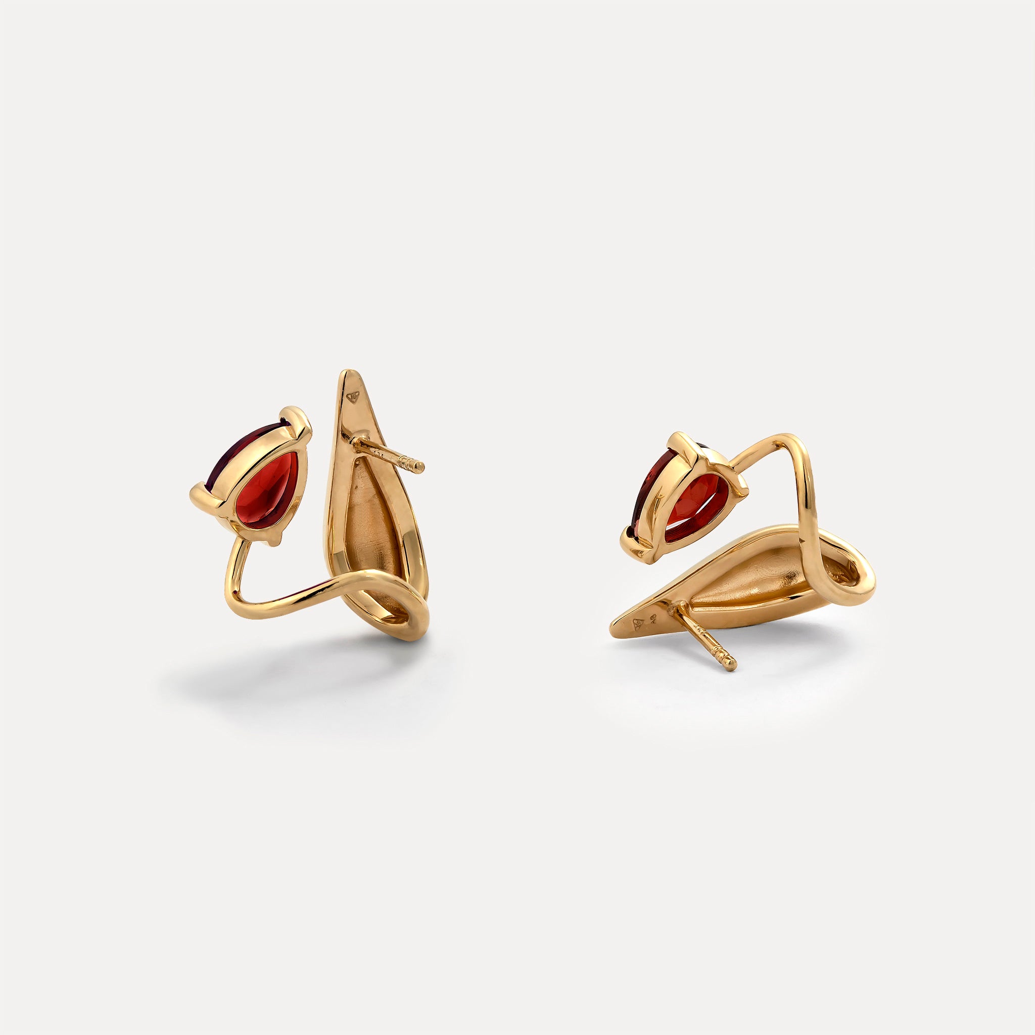 Stilnest Drop Double Granat Ohrringe 24k Gold Vermeil rot
