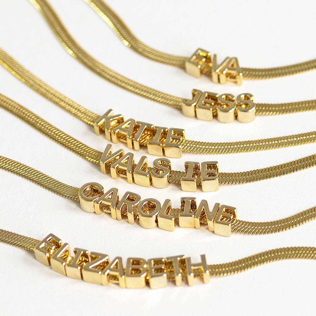 Joy by Corrine Smith Flat Chain Namensarmband Gold Edelstahl