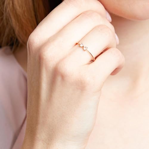 JEWLIX DR0524-R Damenring 585er Roségold Herz 0,16 ct