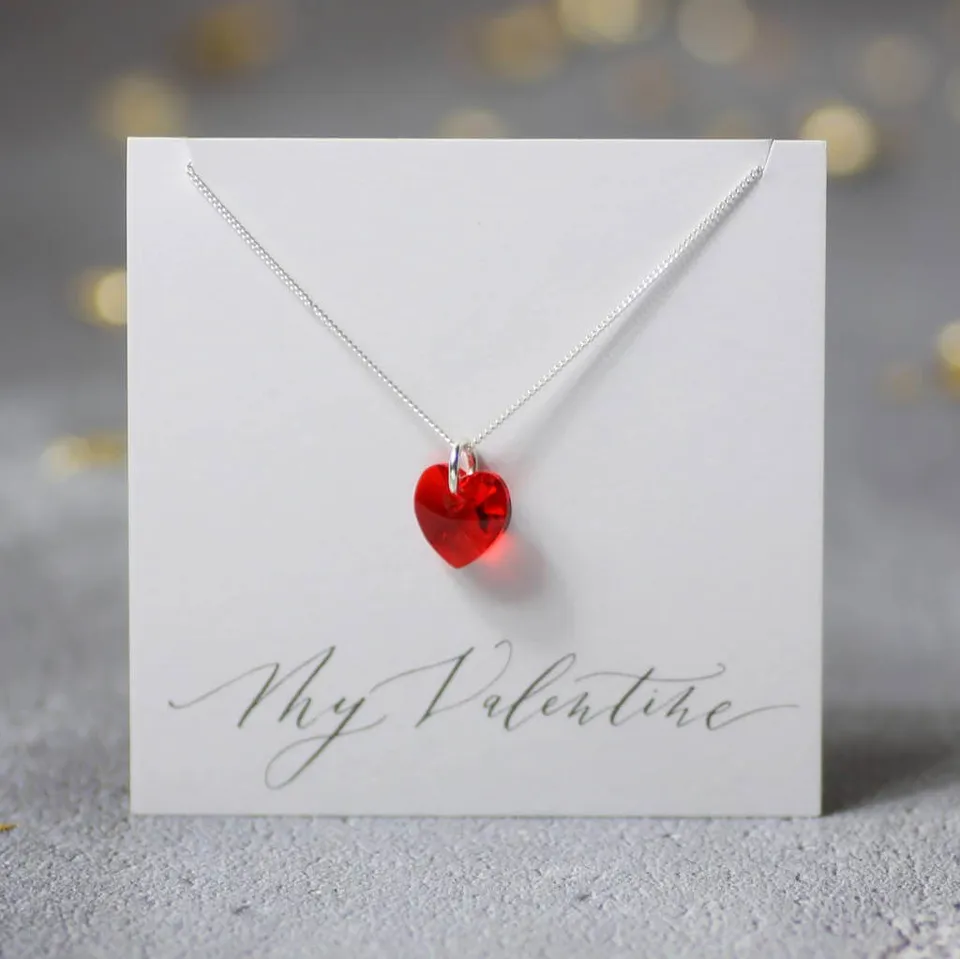 Joy by Corrine Smith Swarovski Herz Halskette Silber Rot