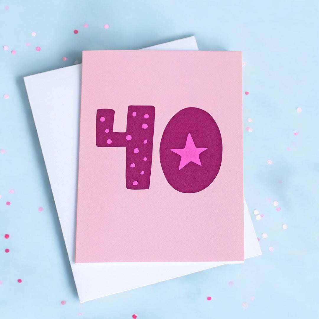 Joy by Corrine Smith 40th Birthday Karte A6 Pink