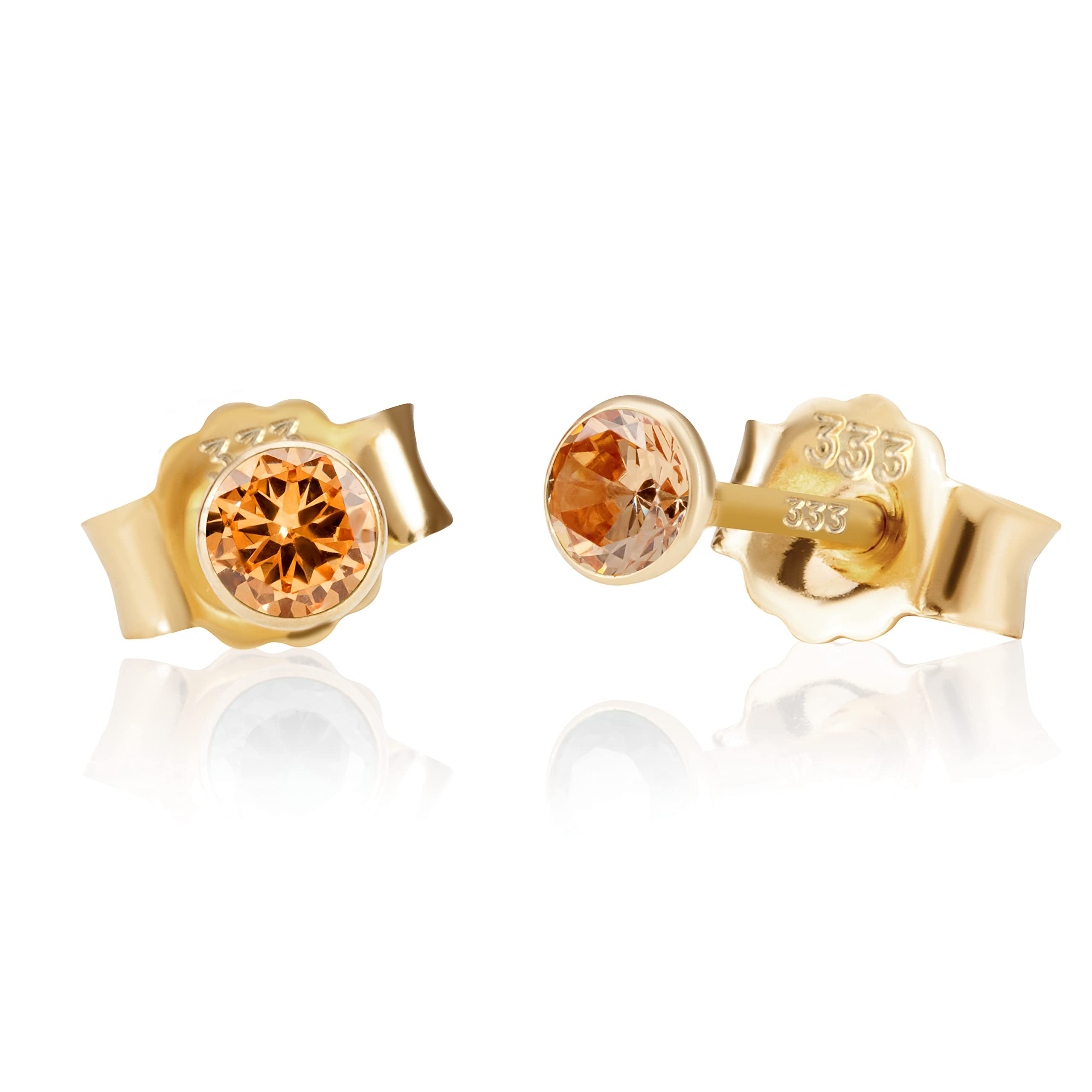 NKlaus Jewellery Ohrstecker 333 Gelbgold Zirkonia Champagne 3 mm