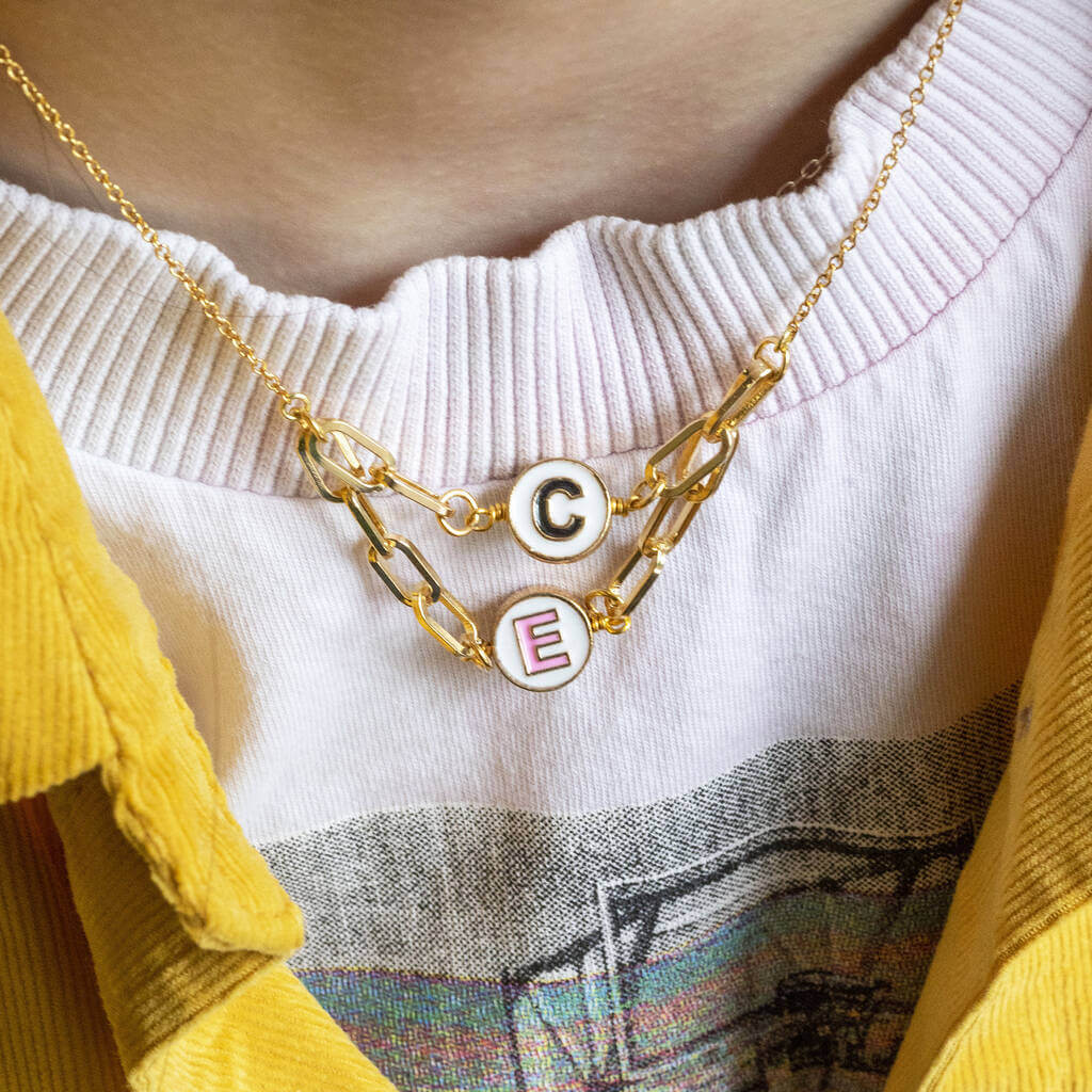 Joy by Corrine Smith Double Initial Friendship Spinner Halskette Gold