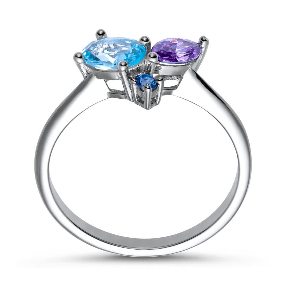 JEWLIX Ring Damen 925er Silber Zirkonia lila Gr. 54