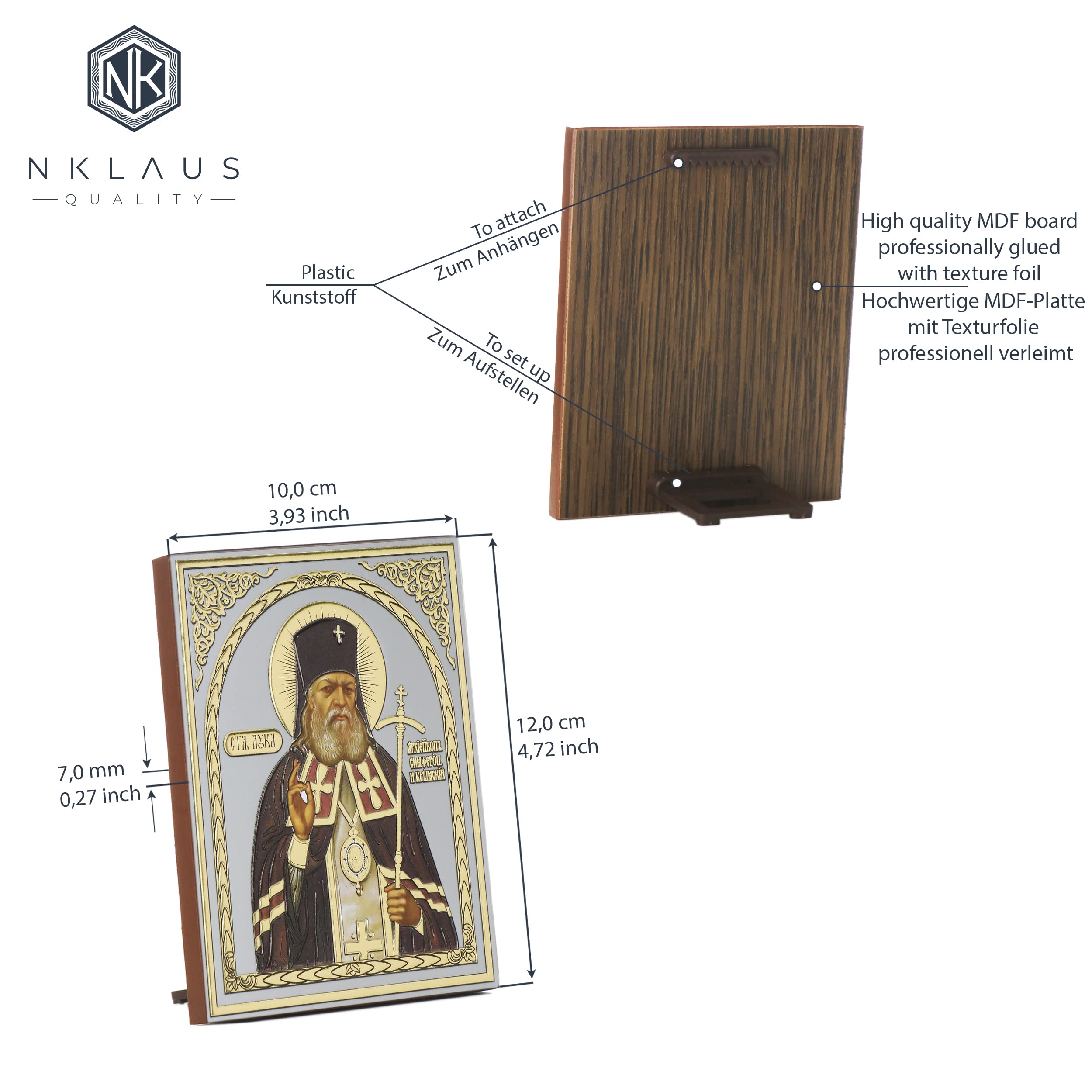 NKlaus Religious Icons Hl. Lukas Holz-Ikone 10x12cm