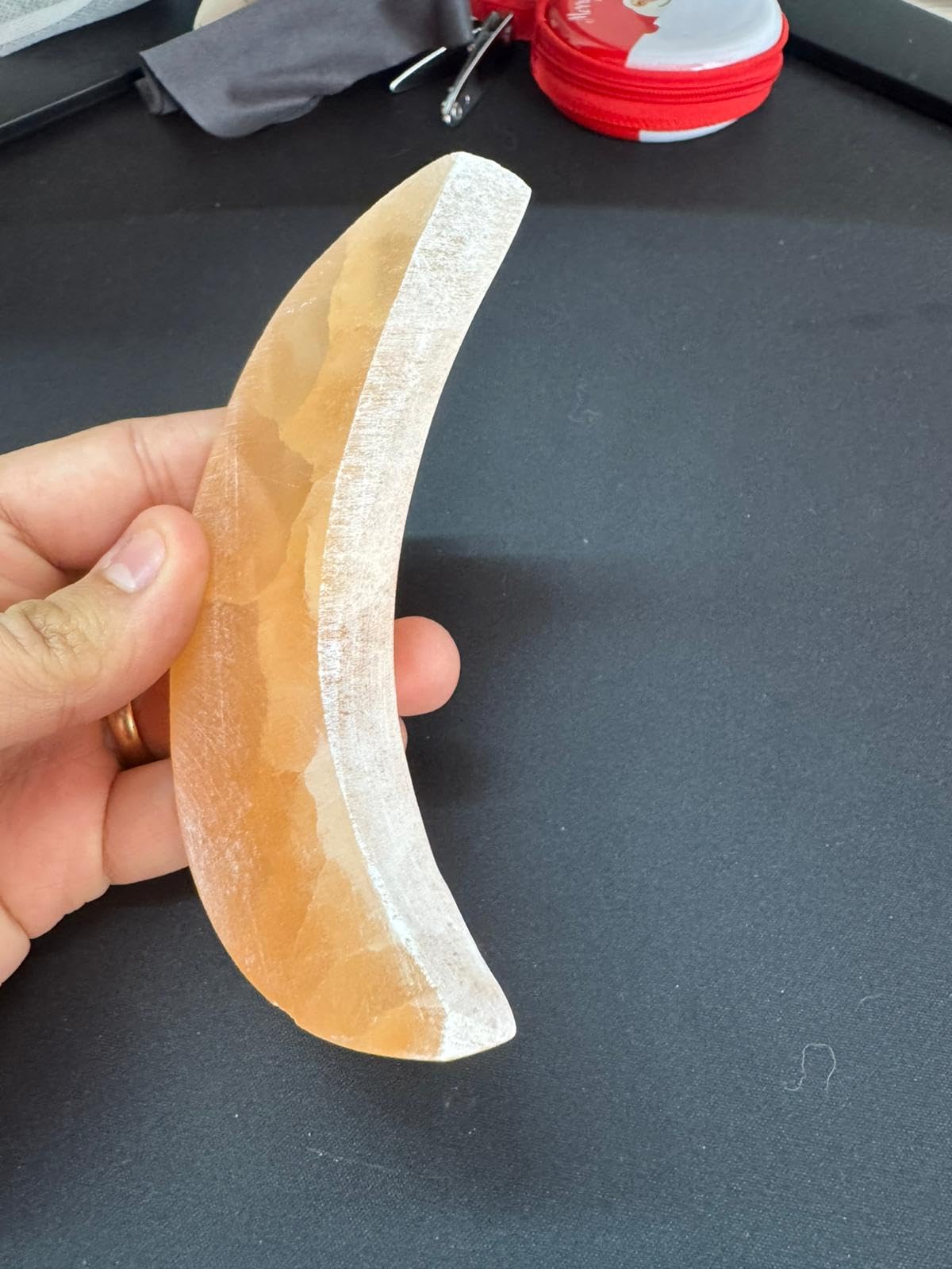 NKlaus Healing Crystals Oranger Selenit Halbmond 11 cm Mondplatte