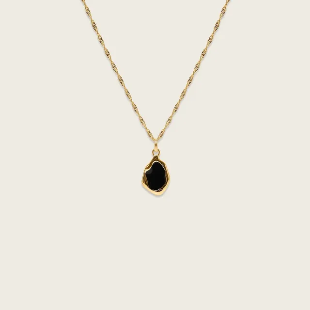 Stilnest Oyster Halskette Schwarz 24k Gold Vermeil 45cm