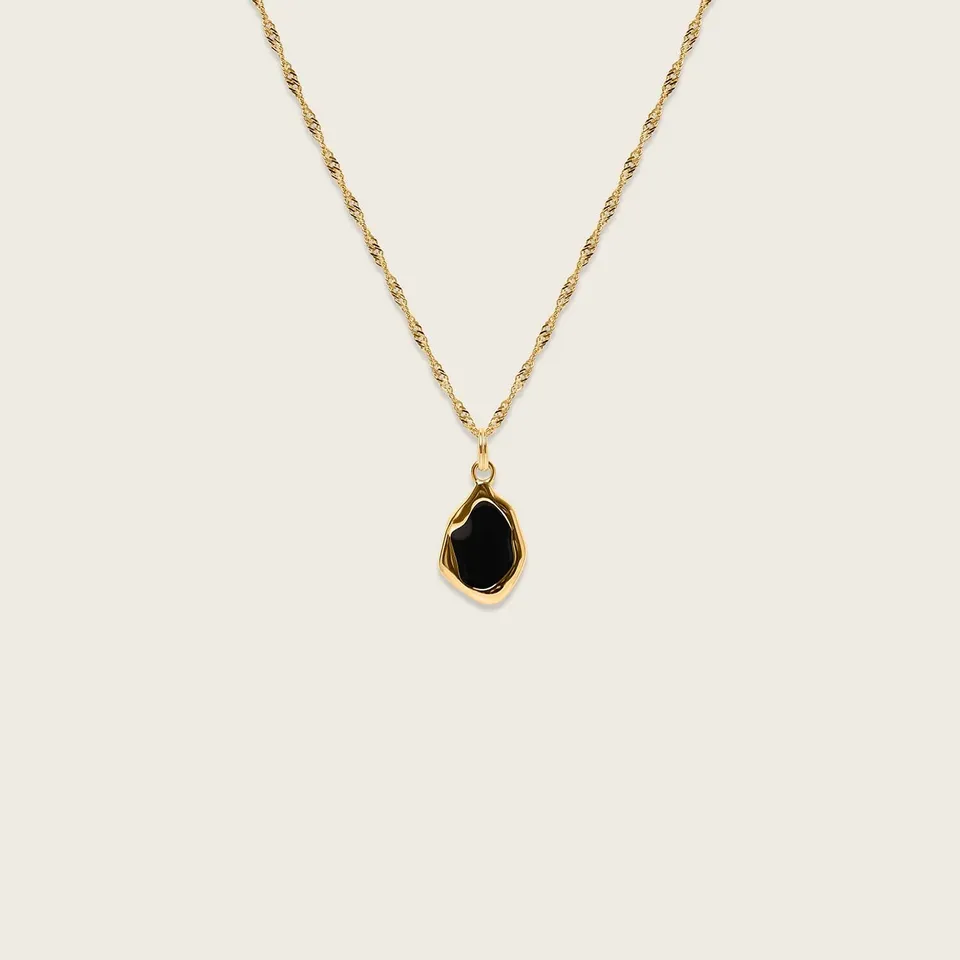 Stilnest Oyster Halskette Schwarz 24k Gold Vermeil 45cm