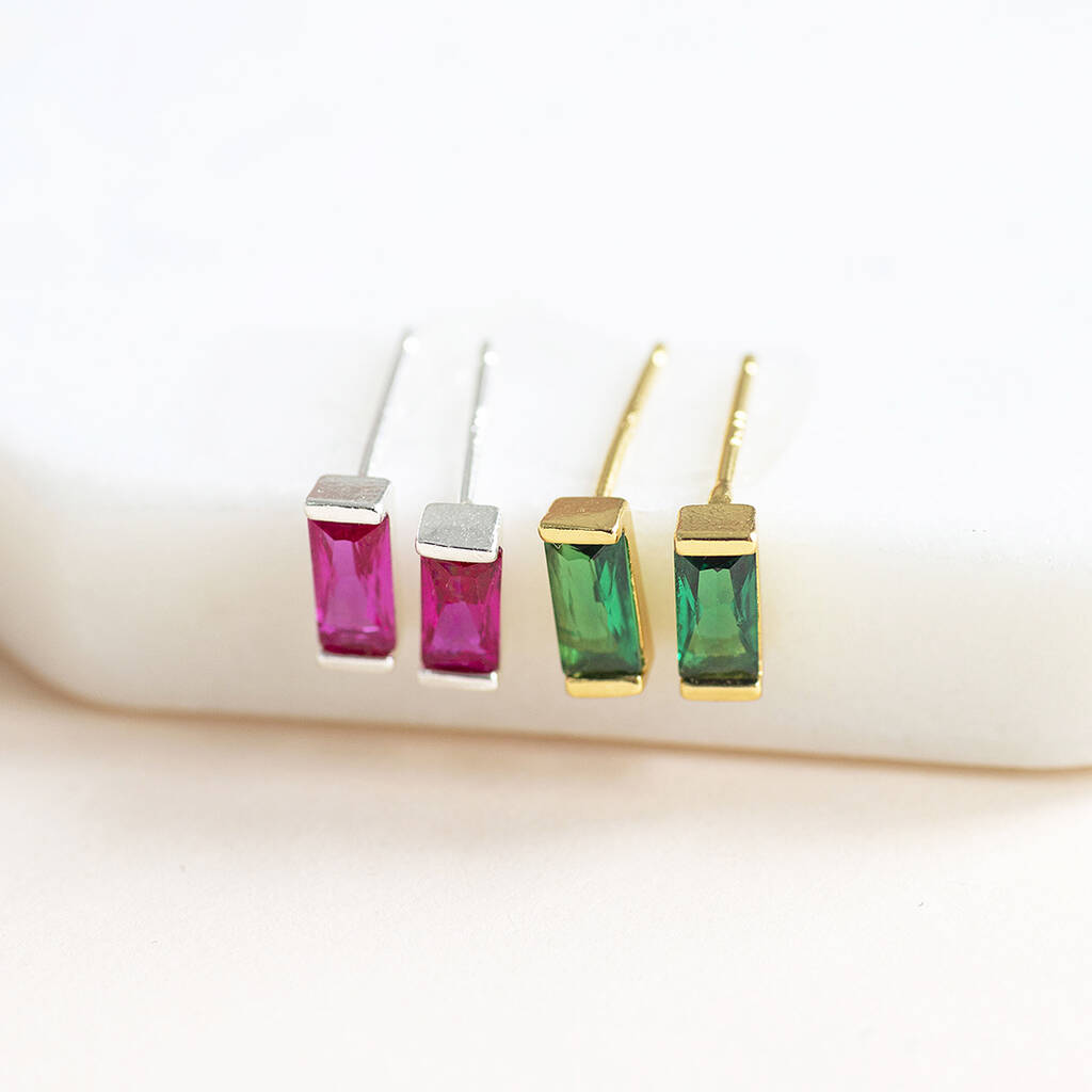 Joy by Corrine Smith Baguette Birthstone Ohrstecker Gold