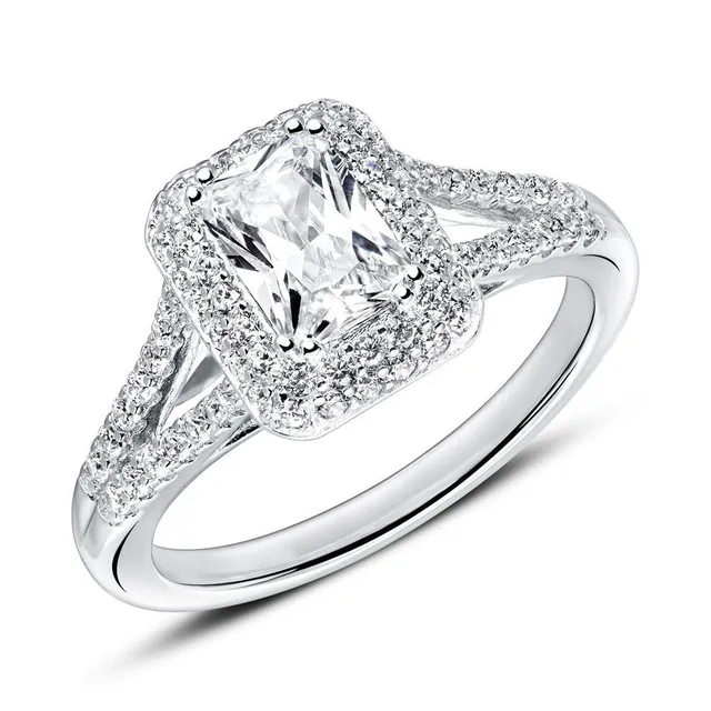 JEWLIX Verlobungsring 925 Silber Zirkonia eckig 58mm