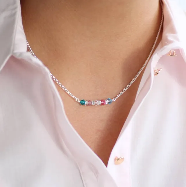 JOY by Corrine Smith Family Birthstone Bar Halskette Silber