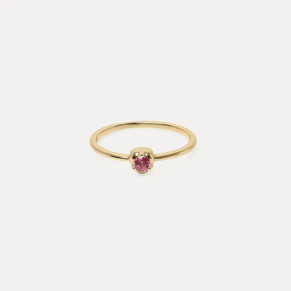 Stilnest Mini Birthstone Ring 585 Gold Granat 52
