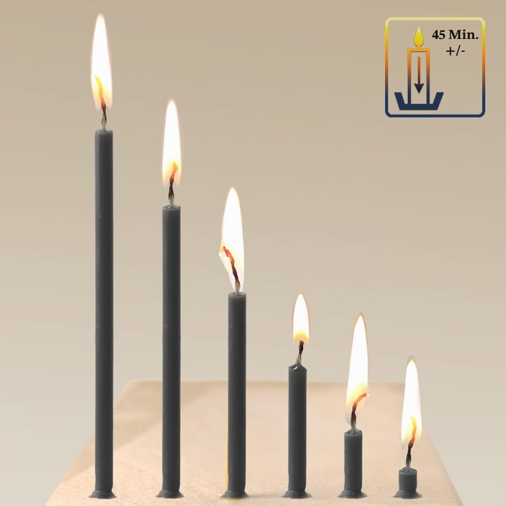 NKlaus Candles Stabkerzen schwarz 16 cm 50 Stück Paraffin