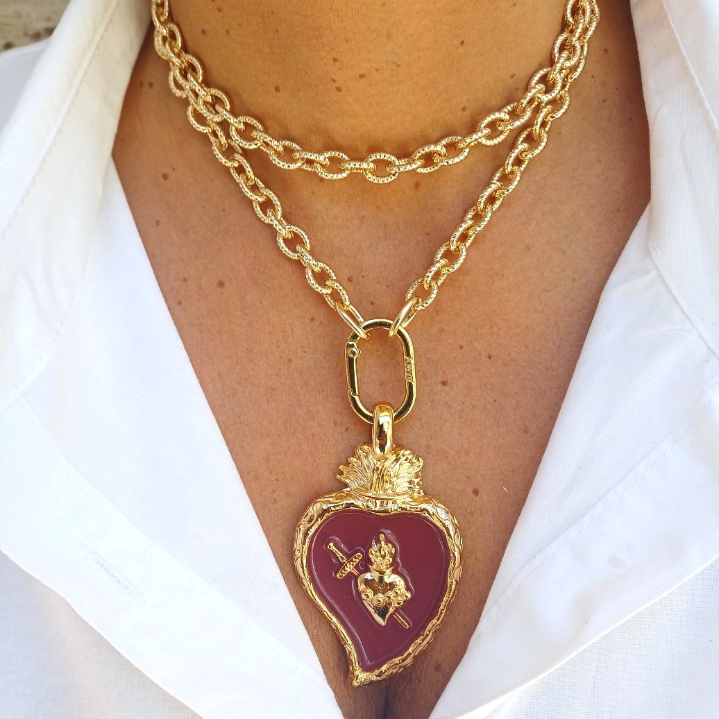 Alevá Bijoux Cuore Sacro Anhänger Gold 7,2 cm