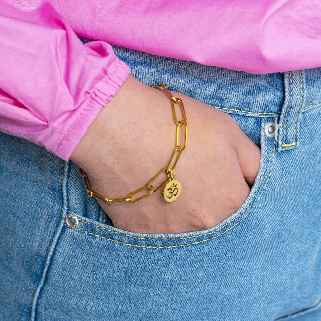 Joy by Corrine Smith Om Armband Gold Yoga Edelstahl 19,7 cm