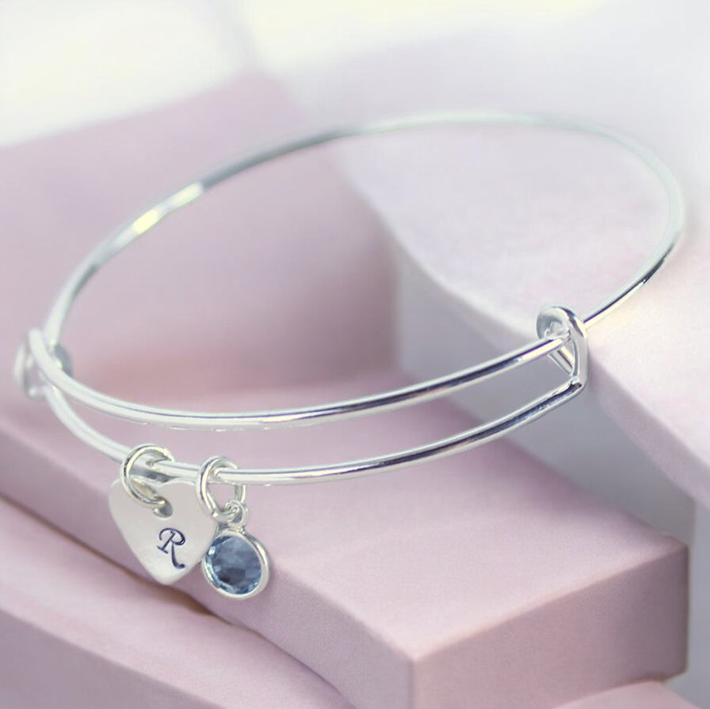 Joy by Corrine Smith Heart Birthstone Bangle Armreif Silber