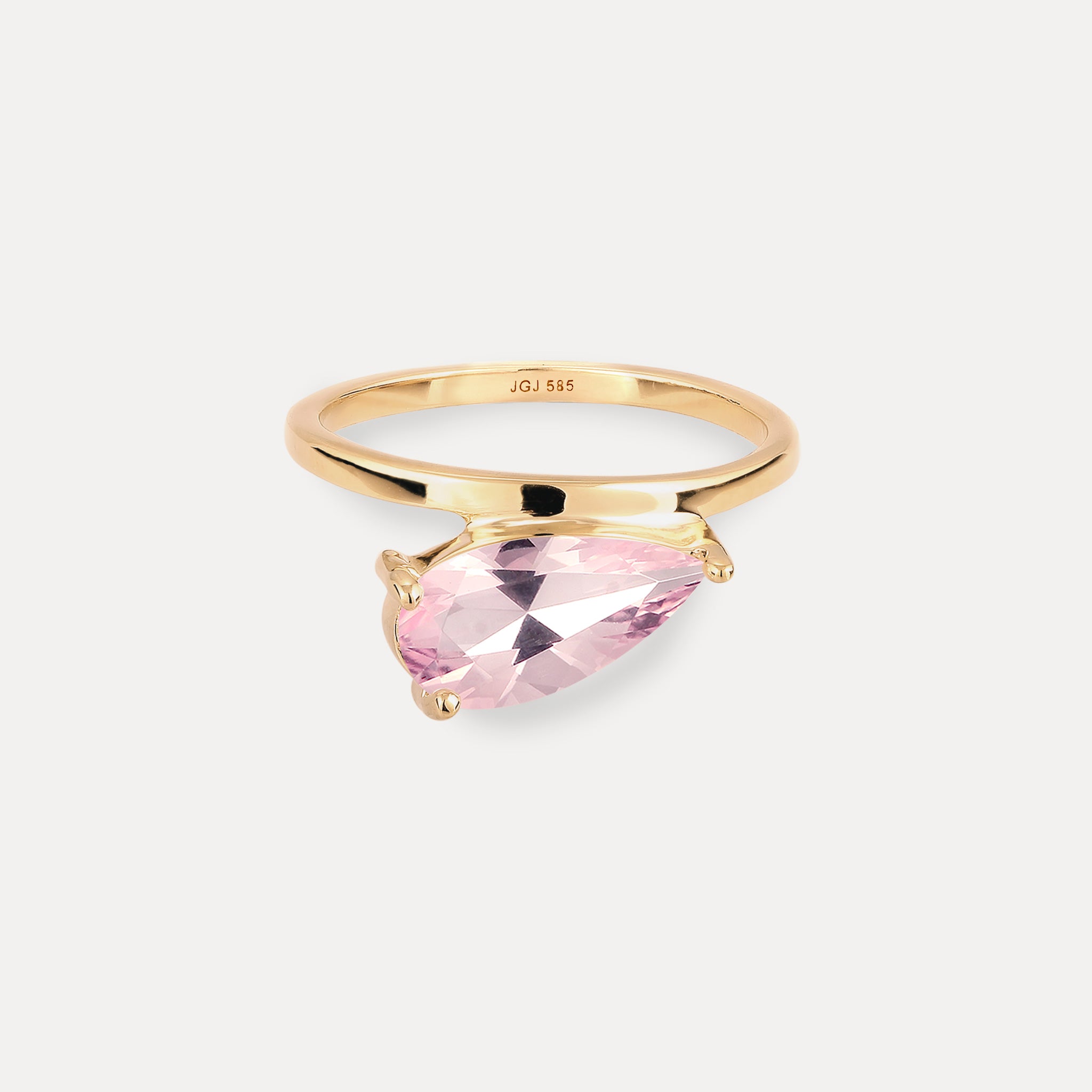 Stilnest Balance Drop Ring Rosenquarz 585 Gold 54